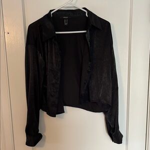Forever 21 Black satin Button-Up Shirt